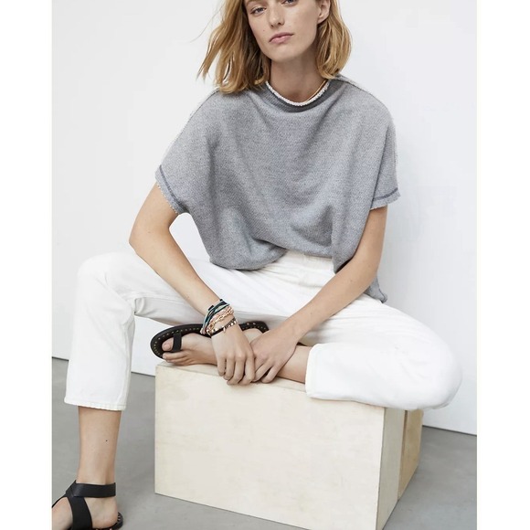 Pilcro Sweaters - Pilcro Funnel Neck Gray Pullover Top Sweater Women's Medium Raw Hem Casual Boho